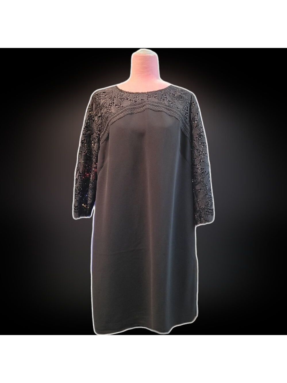 rsvp by Talbots Black Lace Embroidered Dress 16
